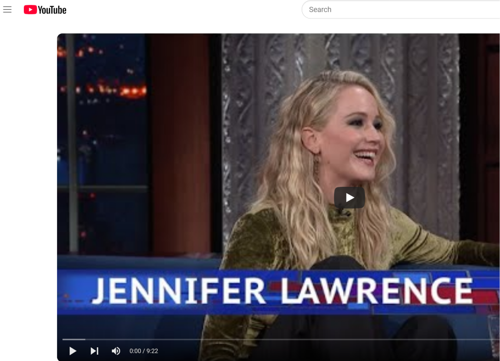 Jennifer Lawrence Nude Scenes Interview With Stephen Colbert